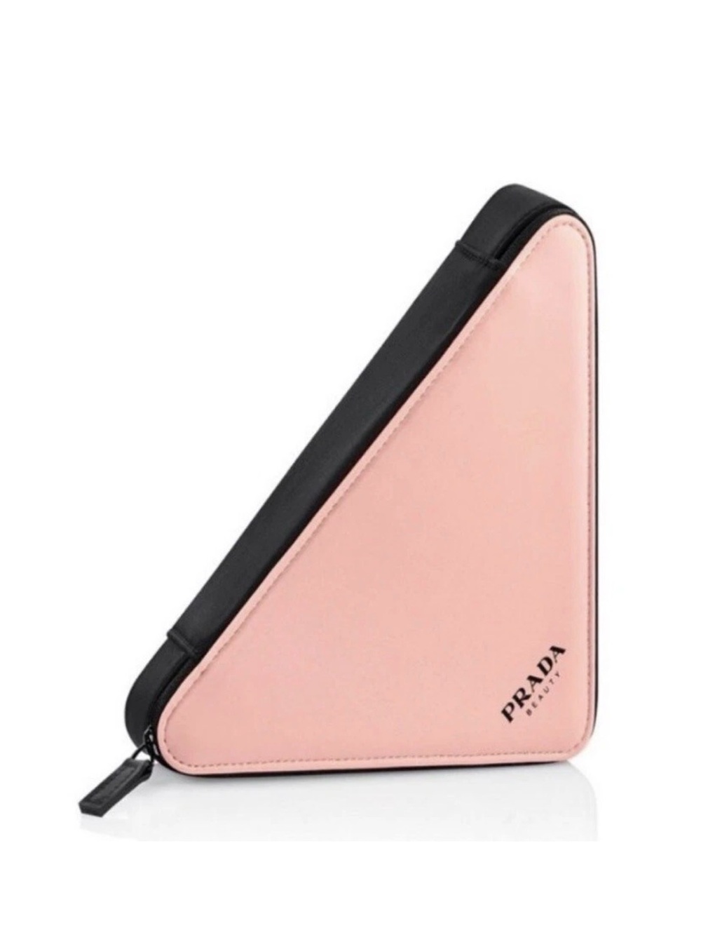 Prada Beauty Pink and Black Triangle Zip Pouch NWT